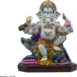 DIWAM HANDICRAFTS Whit & Yellow Textured Ganesh Ji Showpieces-19