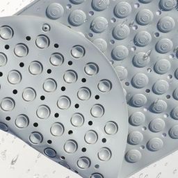HomeCloud Grey Melange Textured Anti-Skid 450 GSM Microfibre Bath Rugs With Suction Cups-image-6