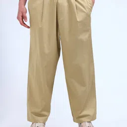 Flying Machine Men Loose Fit Pleated Pure Cotton Regular Trousers-image-98