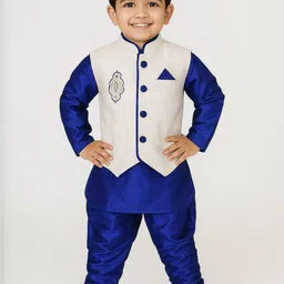 Covetus Kids-Boys Blue Kurta Sets-17