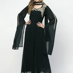TS LIFESTYLE Floral Embroidered A-Line Maxi Ethnic Dress With Dupatta-image-41