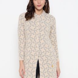 Duke Women Abstract Self Design Longline Cardigan-image-94