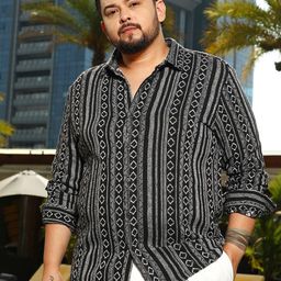 Instafab Plus Comfort Printed Spread Collar Pure Cotton Casual Shirt-picture-21