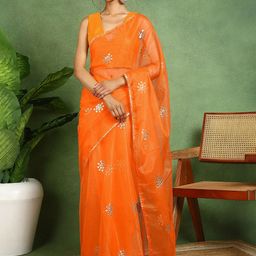 Sangria Floral Embroidered Saree With Blouse Piece-image-33