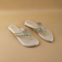 Ozuri Women Embellished Party Open Toe Flats-39