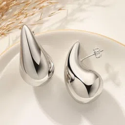 Celestique Silver Plated Teardrop Shaped Studs-17