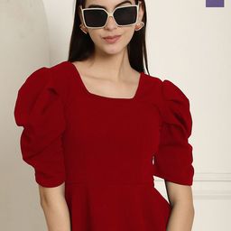 Metronaut Puff Sleeve Peplum Top-image-75