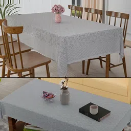 RUBOXA Grey Set of 2 Floral Waterproof Plastic 6-Seater Table Cover-28
