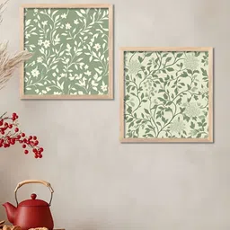 WALLLANE Brown & Green 2 Pieces Floral and Botanical Wood Wall Art-image-98