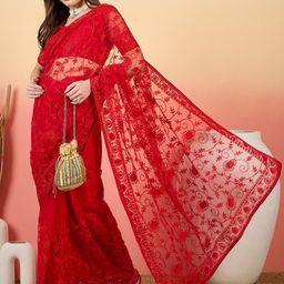 HERE&NOW Floral Beads and Stones Net Designer Saree-picture-41