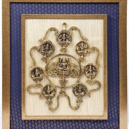 Exotic India Blue & Gold toned Textured Metal Ashtalakshmi With Wooden Framed Wall Decor-picture-9
