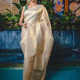 VILLE FASHION Ethnic Motifs Zari Art Silk Kanjeevaram Saree-57