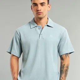 Beyoung Men Solid Polo Collar Cotton T-shirt-image-65