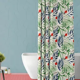 ArtzFolio White & Green Printed Waterproof Shower Curtain-picture-5