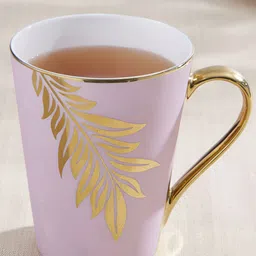 Home Centre Teresa Zeno Purple & Gold Toned Leaf Printed Glossy Mugs 330ml-image-65