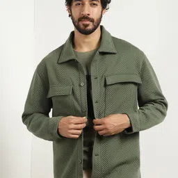 NOBERO Men Relaxed Spread Collar Textured Casual Shirt-picture-22