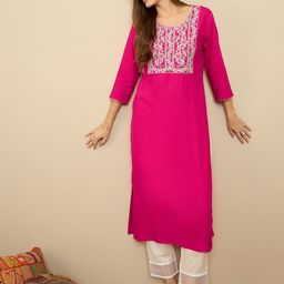 Anouk Women Floral Embroidered Daily Straight Kurta-image-19
