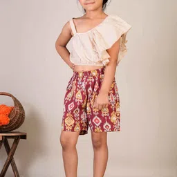 FabJunior Girls Solid Pure Cotton Crop Top & Shorts-12