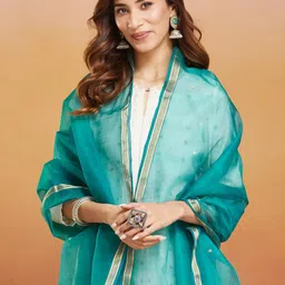 Fabindia Geometric Woven Design Cotton Silk Dupatta image 4