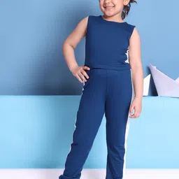 Baawri Girls Colourblocked Round Neck Top With Trousers-image-79
