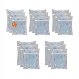 Aura 15Pcs White & Blue Drop-Printed Reusable Mesh Laundry Bags With Zipper-18