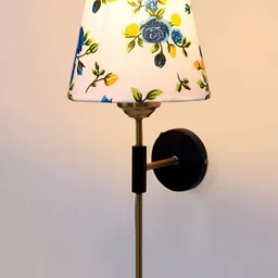 Devansh White & Green Printed Metal Traditional Frustum Shaped Wall Lamp-14