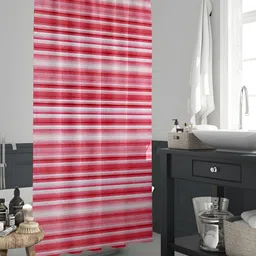 ArtzFolio Red & White Striped Waterproof Shower Curtain-11