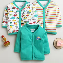 BUMZEE Infants Pack Of 3 Printed Cotton Jhabla Vests-image-56