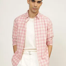 Andamen Men Premium Gingham Checks Opaque Checked Casual Shirt-image-75