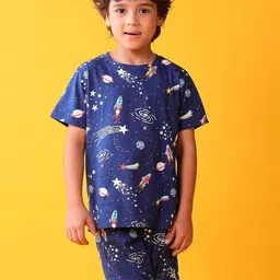 Anthrilo Boys 100% Cotton Solar System Dream Sleepwear Shorts Night suit-image-98