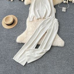Alamode By Akanksha Beige Luxe Winter Pure Wool Co-Ord Set - Tracksuit-image-59