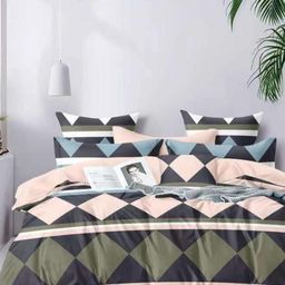 Bajo's Green & Black Geometric Printed Cotton 300 TC Queen Bedsheet Set 2.25 m X 2.50 m-36