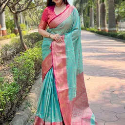 SGF11 Floral Zari Pure Silk Handloom Kanjeevaram Saree-picture-54