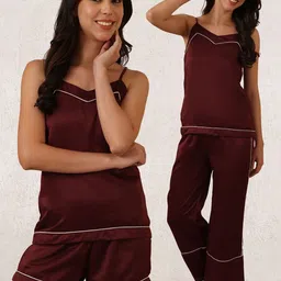 ETC Women Satin Top & Pyjama With Shorts Night suit-image-91