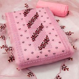 SHADOW & SAINING Floral Embroidered Sequinned Organza Unstitched Dress Material-picture-21