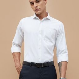 CODE by Lifestyle Striped Spread Collar Cotton Formal Shirt-image-83