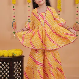 UNBIND Girls Printed Regular Pure Cotton Kurta with Sharara-image-39