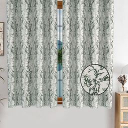 AJISH Green & White Set of 2 Floral Window Curtain-16
