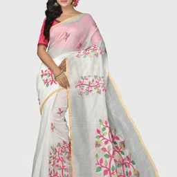 Crochetin Floral Embroidered Ready to Wear Saree-picture-28