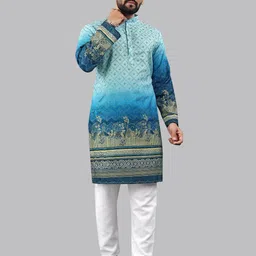 Moda Rapido Men Geometric Printed Thread Work Kurta-image-15