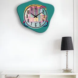 OLIVE TREE Blue & Black Printed Wooden Contemporary Wall Clock-image-47