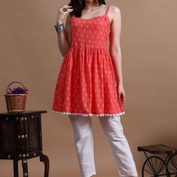 METAFAB Geometric Printed Shoulder Straps Anarkali Kurta-image-29