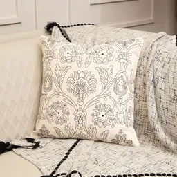 hom&us Beige & Black Floral Square Cushion Covers-24