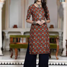 Moda Rapido Selection Of 2 Geometric Printed Round Neck Straight Kurta-image-16