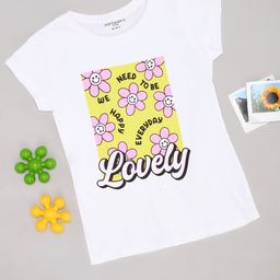 Pantaloons Junior Girls Typography Applique T-shirt-image-95