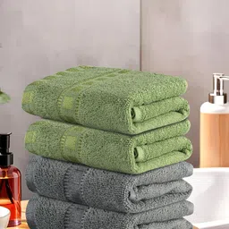 Kuber Industries Grey & Green 4 Pieces Highly Absorbent 225 GSM Face Towels-image-68