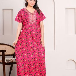 HARGUN NIGHT WEAR Pack of 2 Printed Pure Cotton Maxi Nightdress-image-86