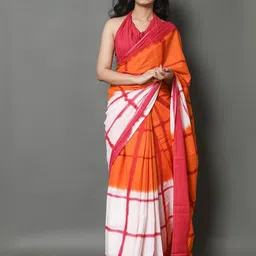 Craft Musium Floral Pure Cotton Bagru Saree-image-61
