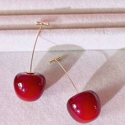 styledose Sterling Silver Gold-Plated Classic Cherry Drop Earrings-46