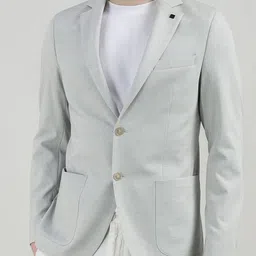 Karl Lagerfeld Textured Notched Lapel Single-Breasted Blazer-image-1